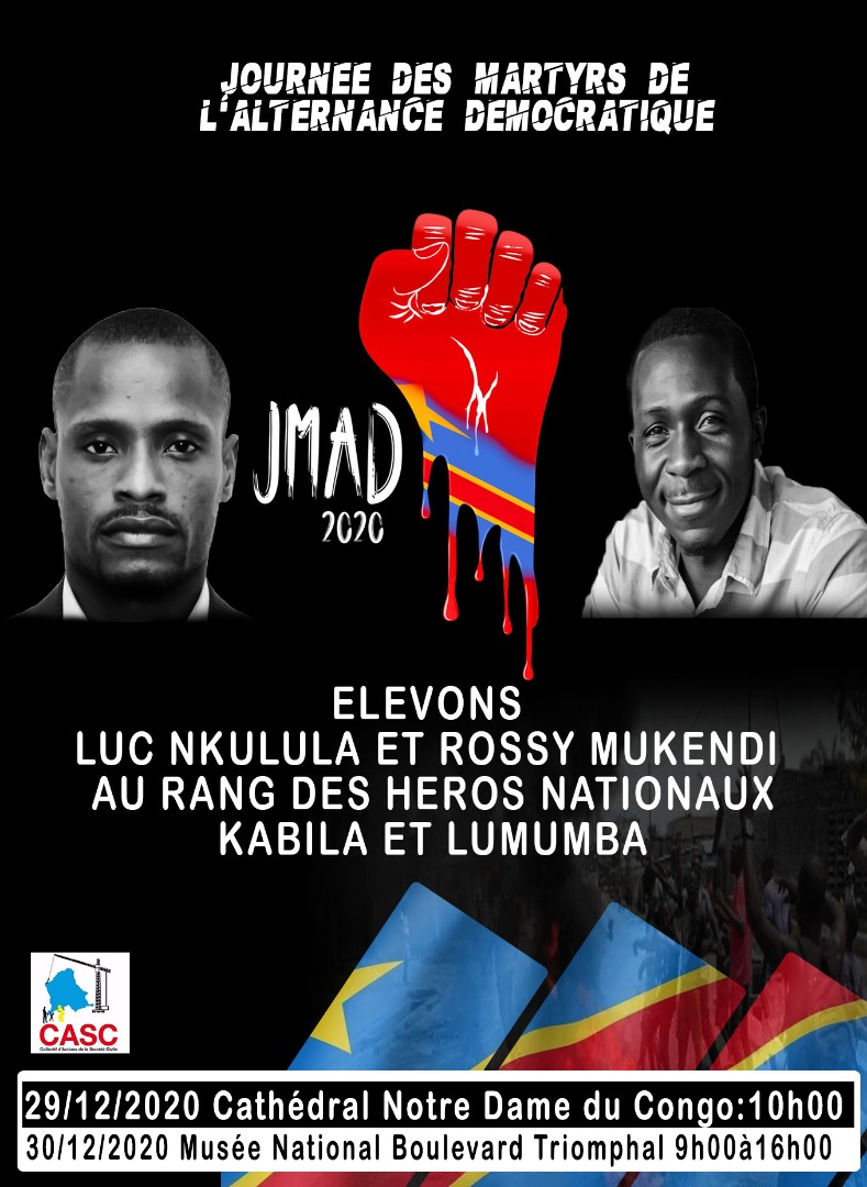 Journée des Martyrs de l’Alternance Démocratique : Les reliques de Luc Nkulula et Rossy Mukendi ce 30 décembre au musée national